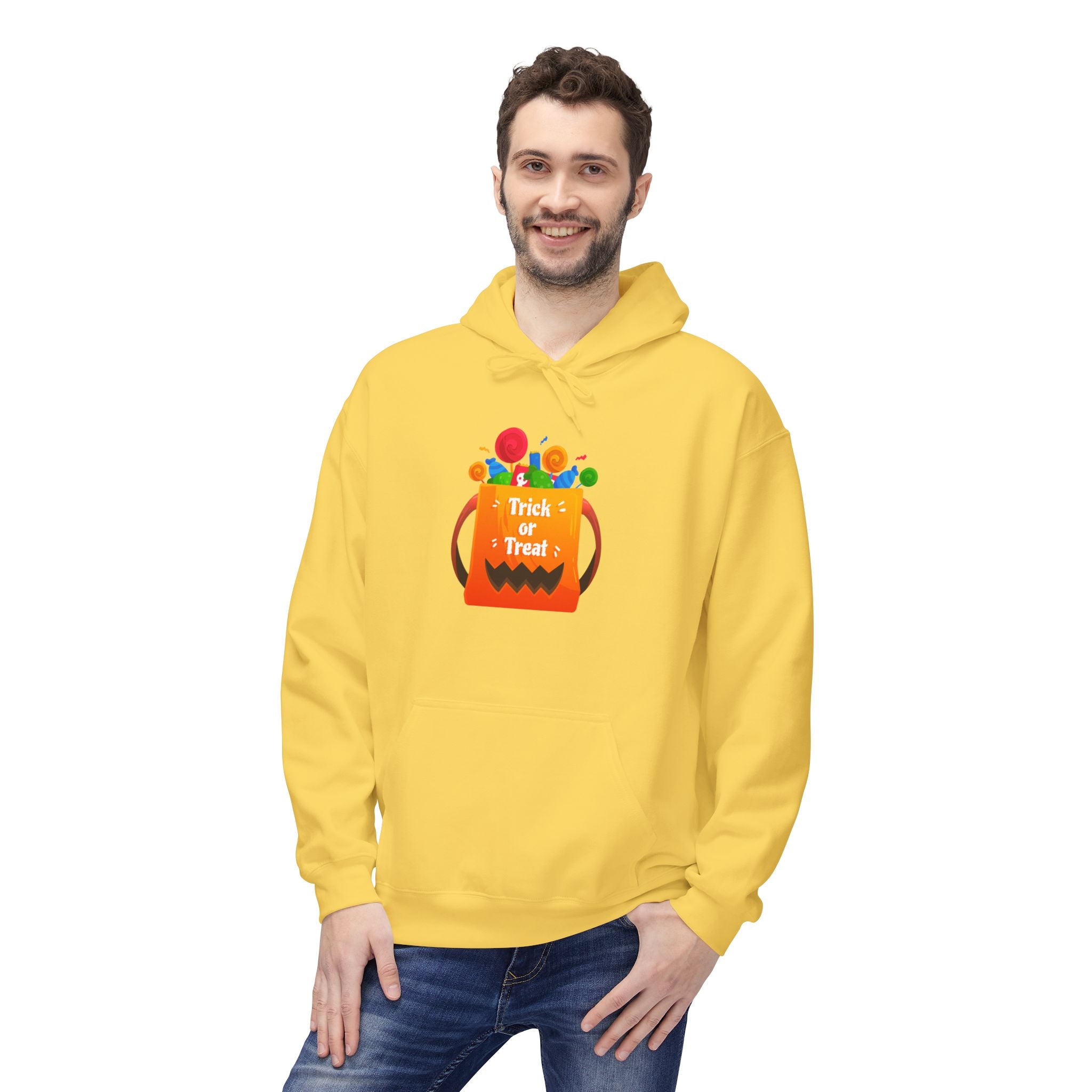 Fun Halloween Trick-or-Treat Basket Hoodie, Party Wear, Cozy Gift, Unisex Sweatshirt, Fall Fashion, Costume Alternative