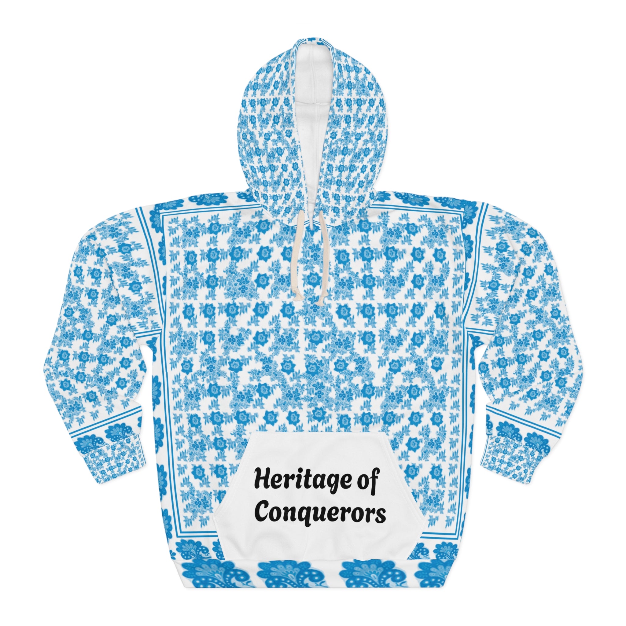 Blue Watermelon Shawl Heritage of Conquerors Hoodie - Unisex Pullover, Floral AOP Design, Cozy Streetwear, Perfect Gift for Any Occasion, Trendy Casual Wear