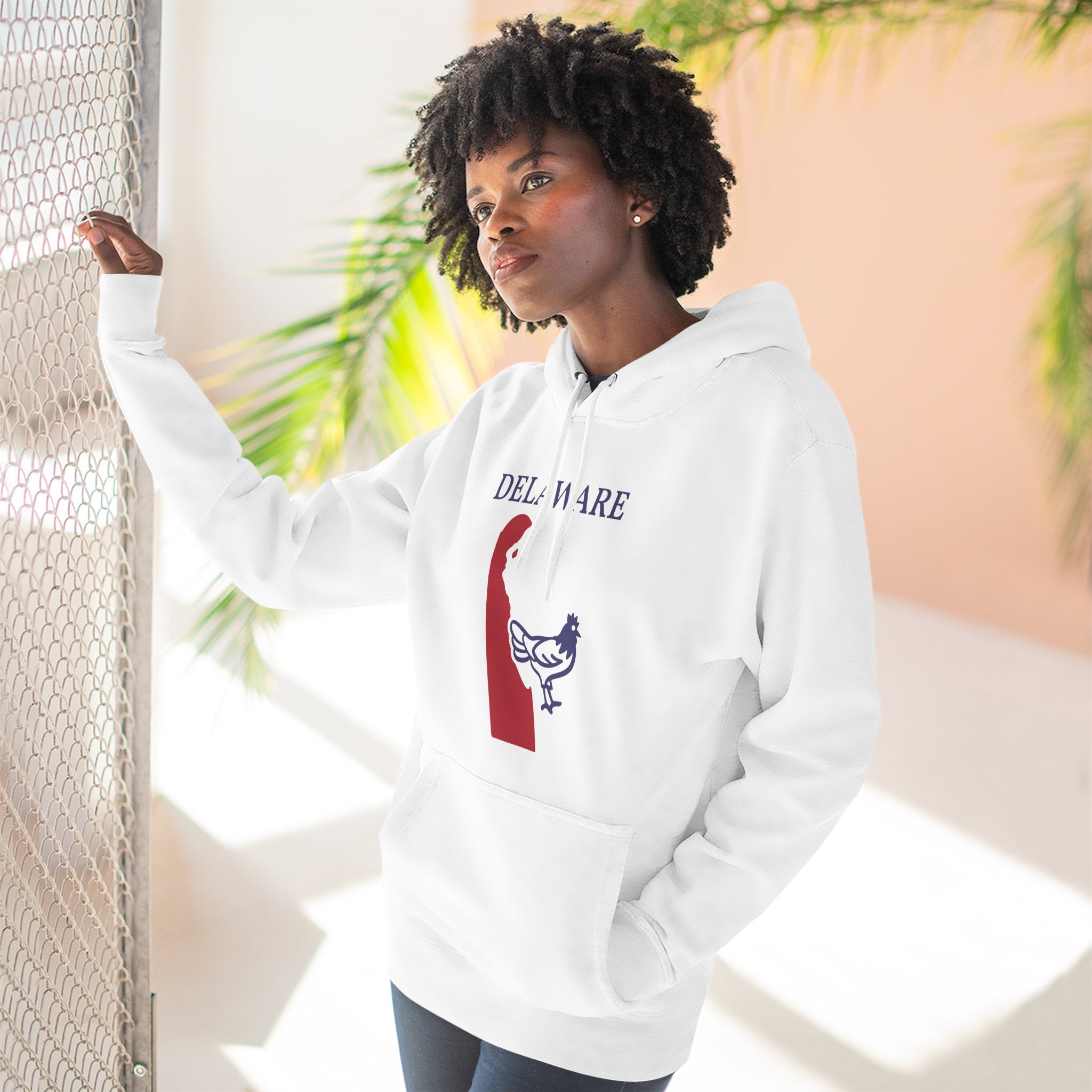 Delaware Pride Unisex White Hoodie for Winter Glamour
