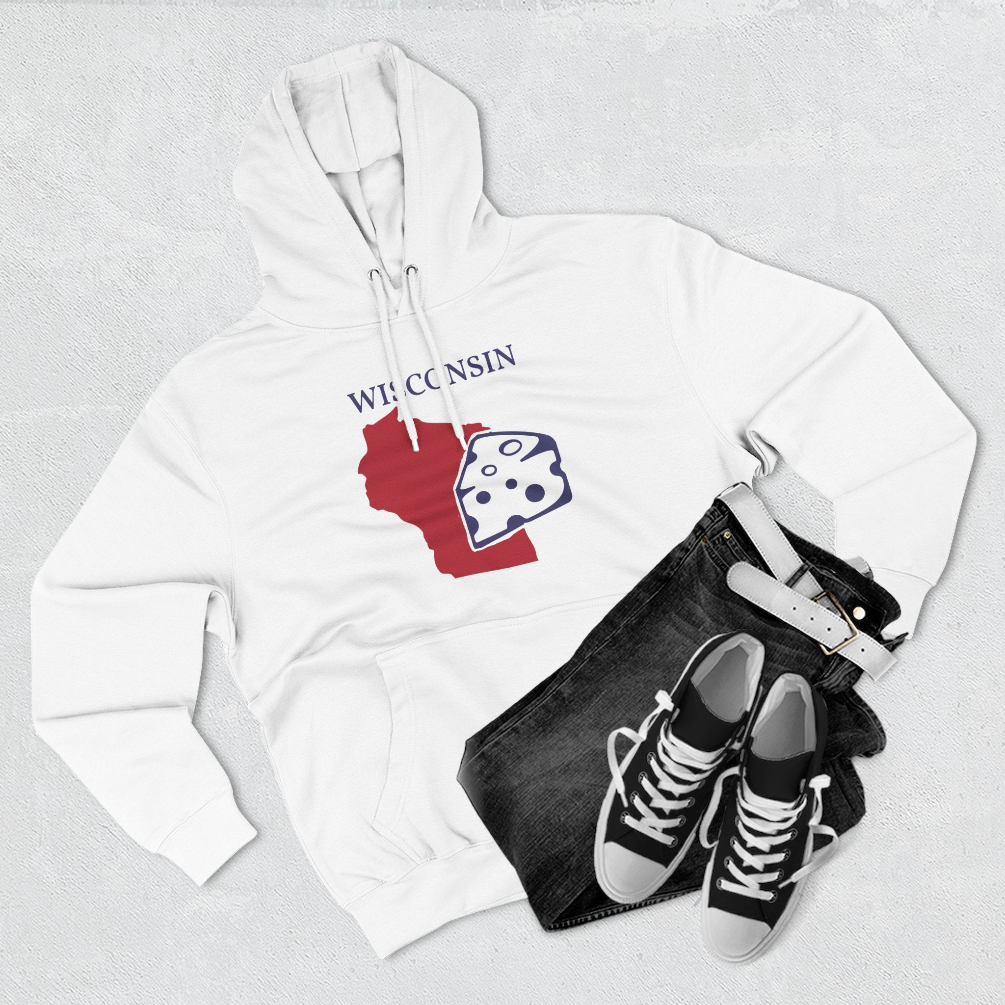 Fleece Hoodie - Wisconsin Pride Unisex White Hoodie for Winter Glamour