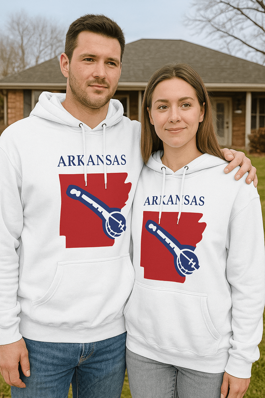Arkansas Pride Unisex White Hoodie for Winter Glamour