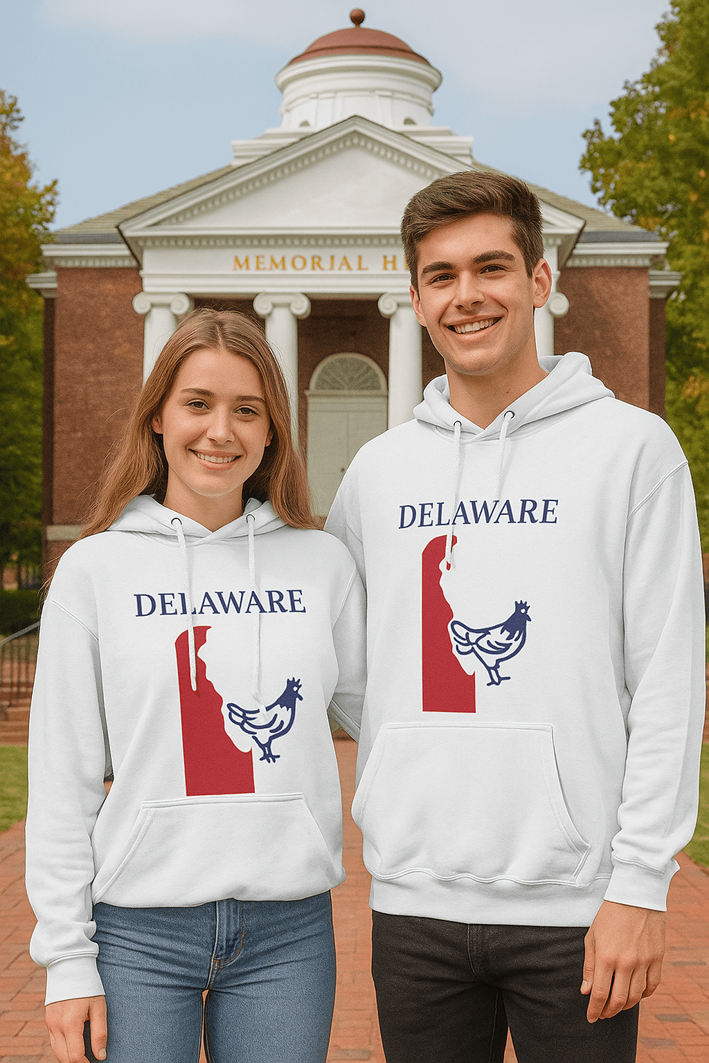 Delaware Pride Unisex White Hoodie for Winter Glamour