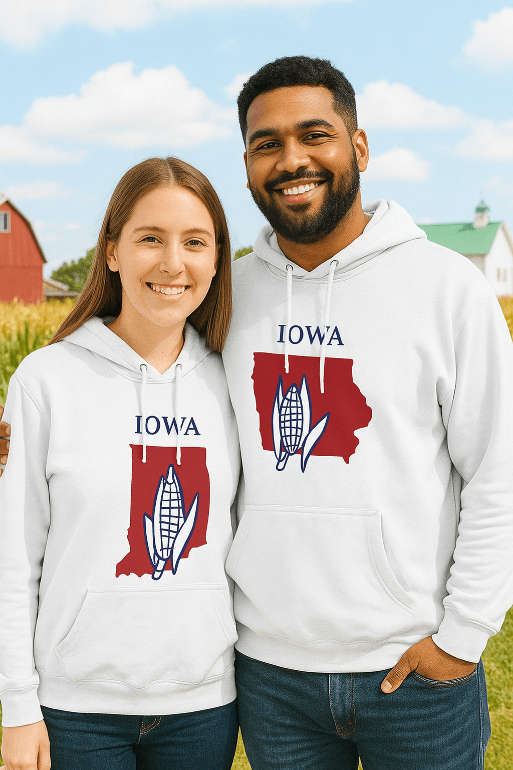 Iowa Pride Unisex White Hoodie for Winter Glamour