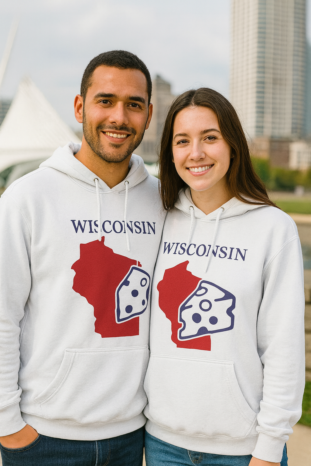 Fleece Hoodie - Wisconsin Pride Unisex White Hoodie for Winter Glamour