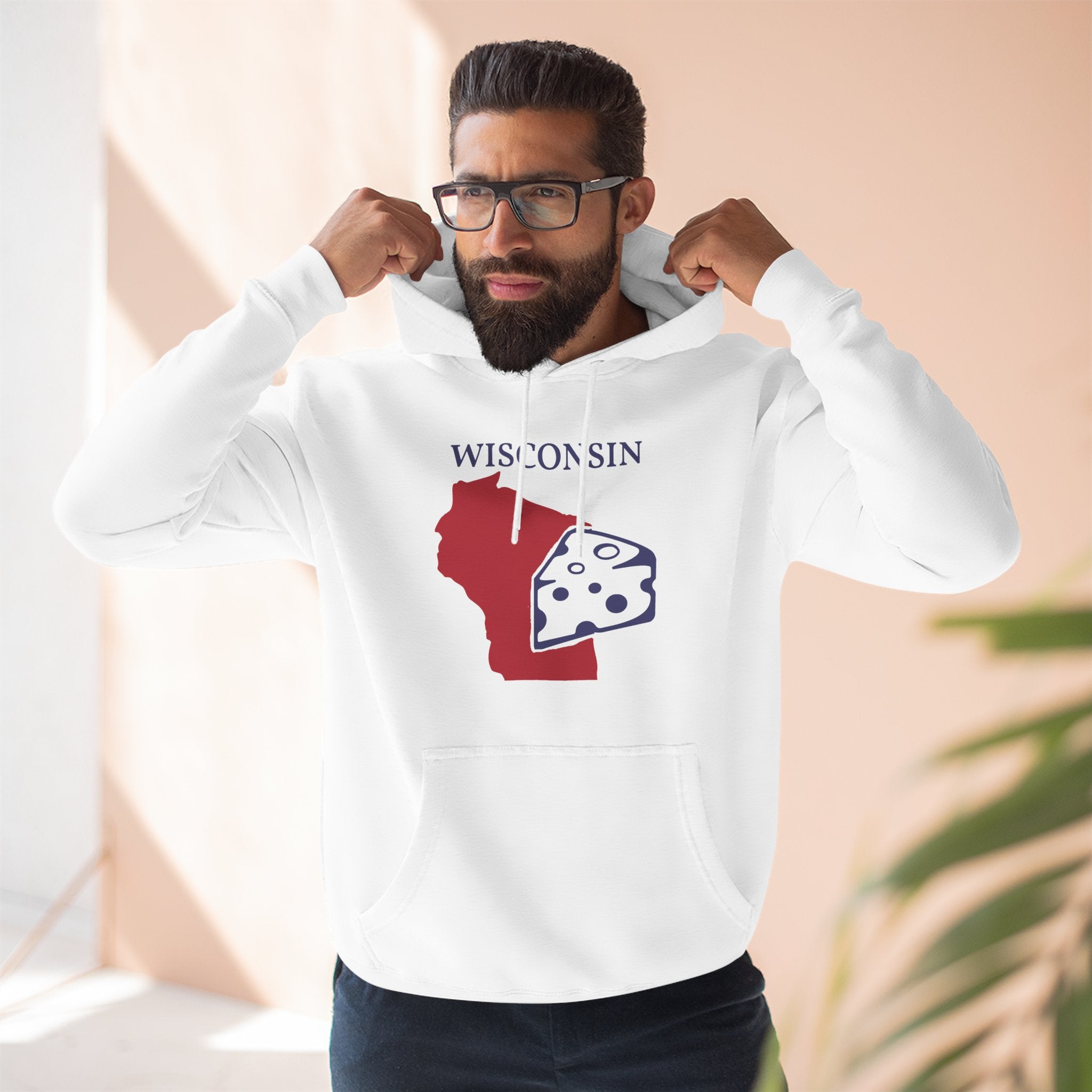 Fleece Hoodie - Wisconsin Pride Unisex White Hoodie for Winter Glamour