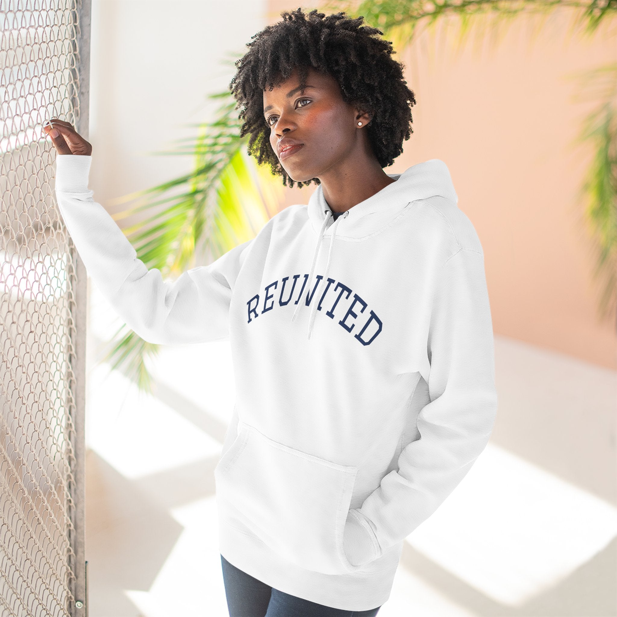 Unisex white "Reunited" Hoodie